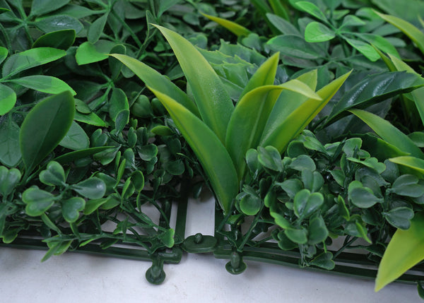 Künstliche Pflanzenwand 1m² Grün mit Lila Blüten, Wanddeko Indoor Outdoor
