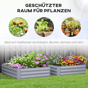 Pflanzkasten Set gross mit offenem Boden 100x100x30cm Metall