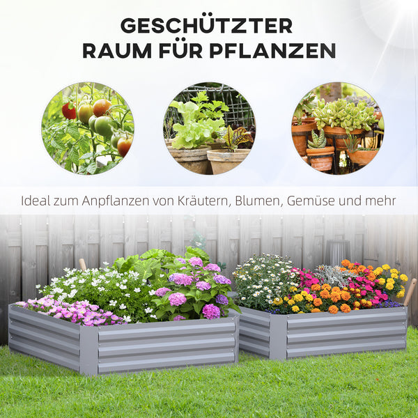 Pflanzkasten Set gross mit offenem Boden 100x100x30cm Metall