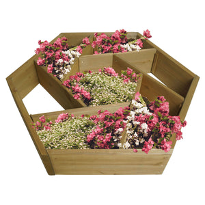 Pflanzkasten Blumentopf Blumenbeet 7 Fächer eckig 100x87cm Tannenholz braun