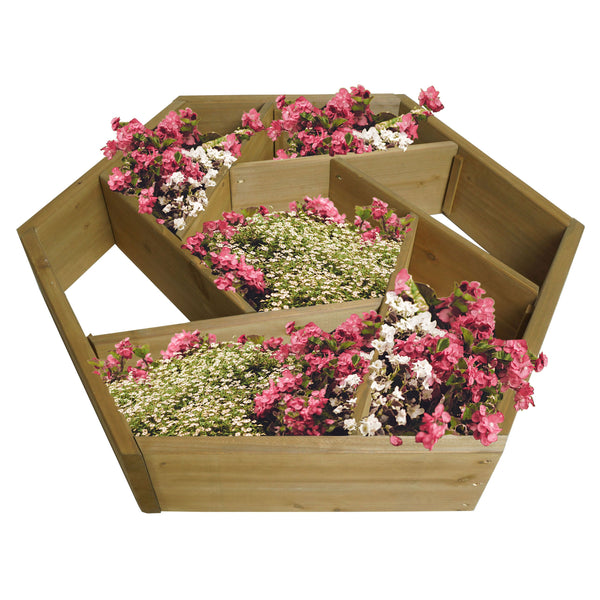 Pflanzkasten Blumentopf Blumenbeet 7 Fächer eckig 100x87cm Tannenholz braun
