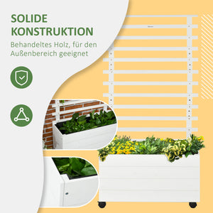 Pflanzkasten mit Spalier wetterfest mobil aus Holz weiss