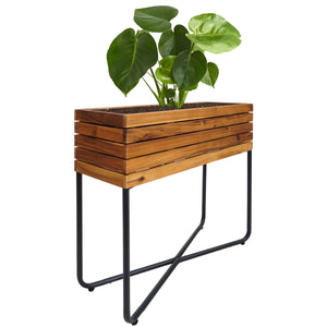 Pflanzkasten aus Stahl & Akazie, 60x62x22cm, braun, Outdoor