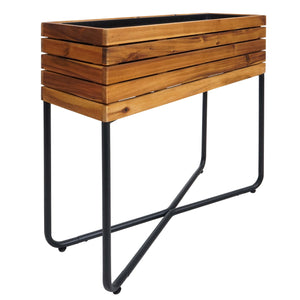 Pflanzkasten aus Stahl & Akazie, 60x62x22cm, braun, Outdoor