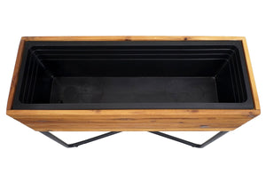 Pflanzkasten aus Stahl & Akazie, 60x62x22cm, braun, Outdoor