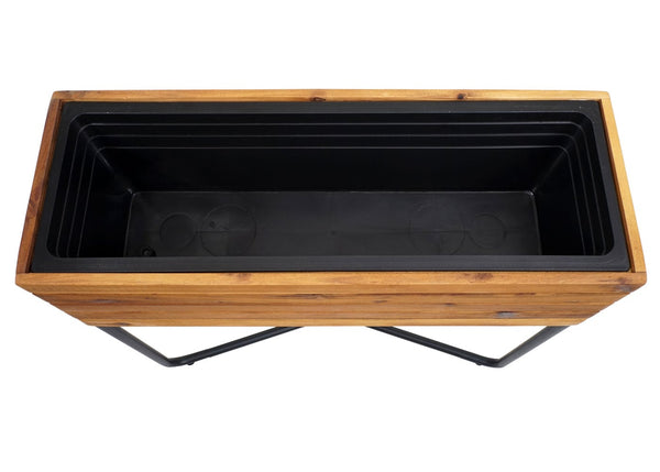 Pflanzkasten aus Stahl & Akazie, 60x62x22cm, braun, Outdoor