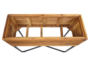 Pflanzkasten aus Stahl & Akazie, 60x62x22cm, braun, Outdoor