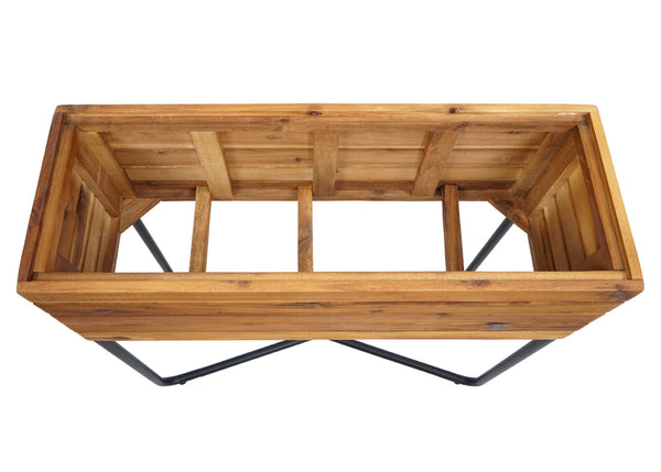 Pflanzkasten aus Stahl & Akazie, 60x62x22cm, braun, Outdoor
