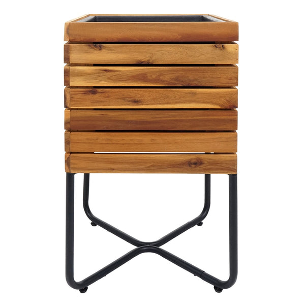 Pflanzkübel quadratisch 60x33x33cm Stahl-Akazie braun Outdoor