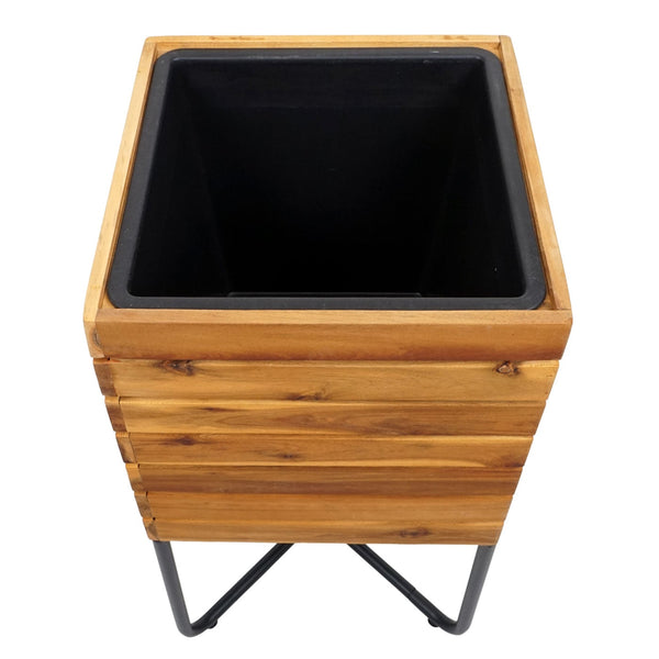 Pflanzkübel quadratisch 60x33x33cm Stahl-Akazie braun Outdoor