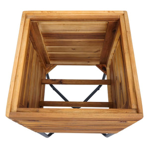 Pflanzkübel quadratisch 60x33x33cm Stahl-Akazie braun Outdoor