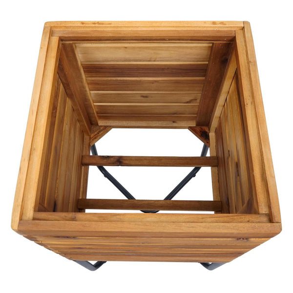 Pflanzkübel quadratisch 60x33x33cm Stahl-Akazie braun Outdoor