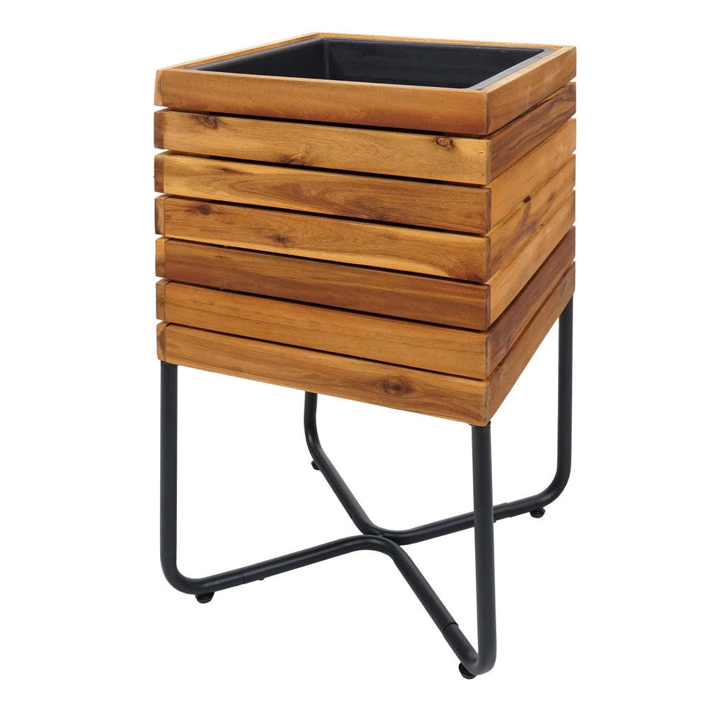Pflanzkübel quadratisch 60x33x33cm Stahl-Akazie braun Outdoor