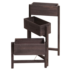 Pflanzregal T275 Standregal Pflanzkasten 65x108x15cm Vintage grau-braun