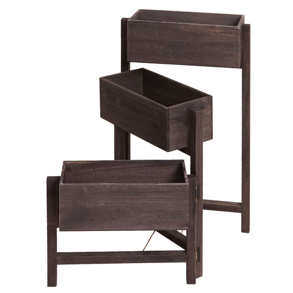 Pflanzregal T275 Standregal Pflanzkasten 65x108x15cm Vintage grau-braun