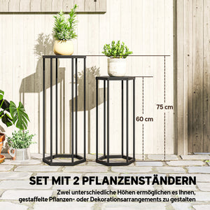 Pflanzständer 2er-Set für innen und aussen Balkon Garten Metall