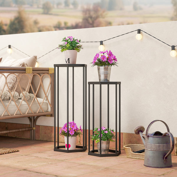 Pflanzständer 2er-Set für innen und aussen Balkon Garten Metall