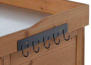 Pflanztisch Gartenschrank mit Arbeitsplatte aus Tanne braun