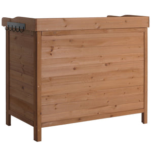 Pflanztisch Gartenschrank mit Arbeitsplatte aus Tanne braun