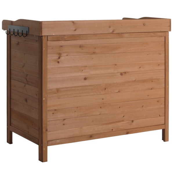 Pflanztisch Gartenschrank mit Arbeitsplatte aus Tanne braun