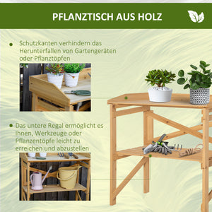 Pflanztisch mit Ablagefläche aus Holz Hellbraun