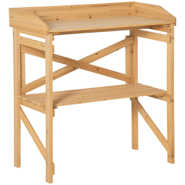 Pflanztisch mit Ablagefläche aus Holz Hellbraun