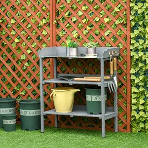 Pflanztisch mit Metall-Arbeitsfläche für Balkon & Garten