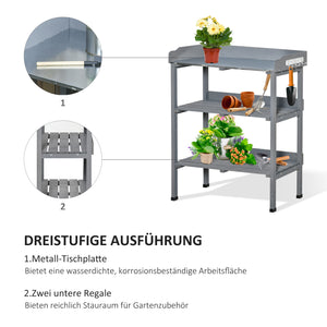 Pflanztisch mit Metall-Arbeitsfläche für Balkon & Garten