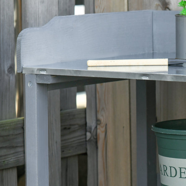 Pflanztisch mit Metall-Arbeitsfläche für Balkon & Garten