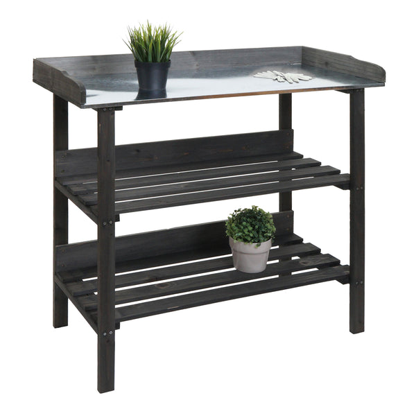 Pflanztisch aus Tannenholz anthrazit, Outdoor Gärtnertisch