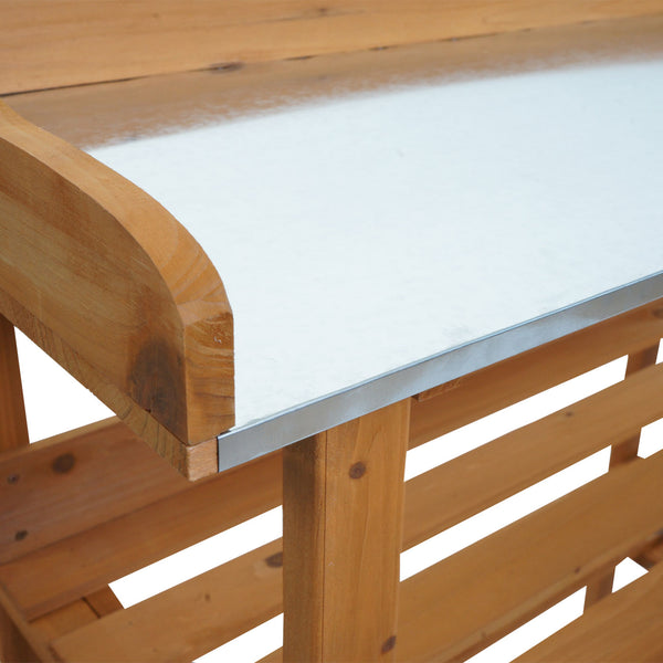 Pflanztisch aus Tannenholz, Outdoor Gärtnertisch natur, 86x92x41cm