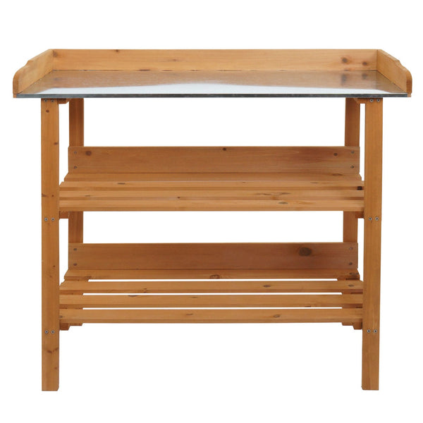 Pflanztisch aus Tannenholz, Outdoor Gärtnertisch natur, 86x92x41cm