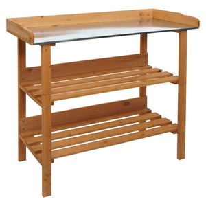 Pflanztisch aus Tannenholz, Outdoor Gärtnertisch natur, 86x92x41cm