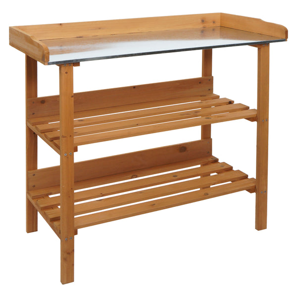 Pflanztisch aus Tannenholz, Outdoor Gärtnertisch natur, 86x92x41cm