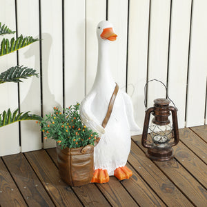 Pflanztopf mit Entwässerung im Schwan-Design für Indoor/Outdoor Weiss