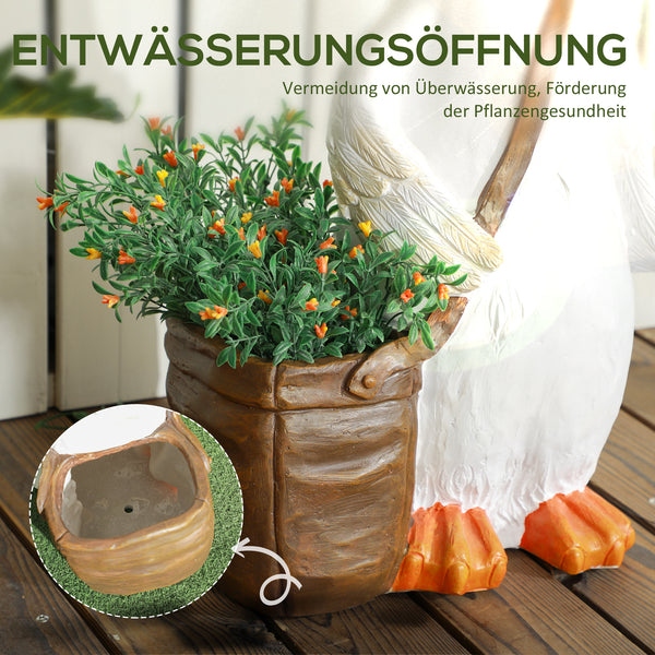 Pflanztopf mit Entwässerung im Schwan-Design für Indoor/Outdoor Weiss