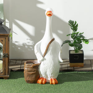 Pflanztopf mit Entwässerung im Schwan-Design für Indoor/Outdoor Weiss