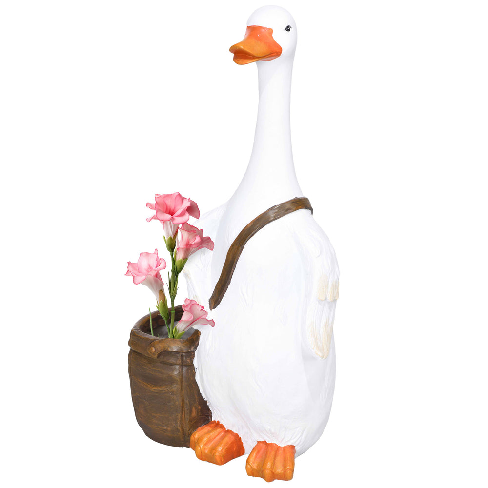 Vaso per piante con drenaggio a forma di cigno per uso interno/esterno, bianco