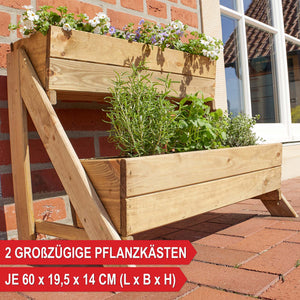 Supporto per piante in legno a 2 livelli per balcone e giardino