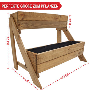 Supporto per piante in legno a 2 livelli per balcone e giardino