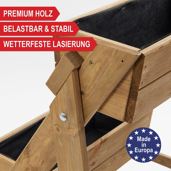 Supporto per piante in legno con 3 ripiani per giardino e balcone