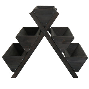 Blumenregal Pflanztreppe Holz Outdoor mit 5 Kästen, anthrazit, Hochbeet