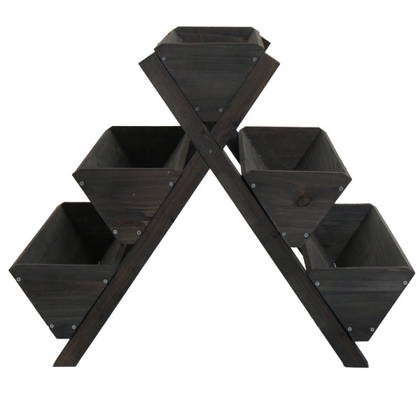 Blumenregal Pflanztreppe Holz Outdoor mit 5 Kästen, anthrazit, Hochbeet