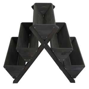 Blumenregal Pflanztreppe Holz Outdoor mit 5 Kästen, anthrazit, Hochbeet