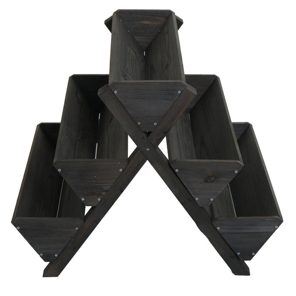 Blumenregal Pflanztreppe Holz Outdoor mit 5 Kästen, anthrazit, Hochbeet