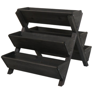 Blumenregal Pflanztreppe Holz Outdoor mit 5 Kästen, anthrazit, Hochbeet