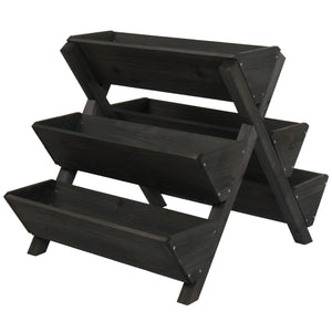 Blumenregal Pflanztreppe Holz Outdoor mit 5 Kästen, anthrazit, Hochbeet
