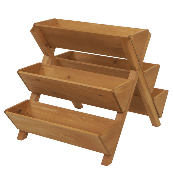 Pflanztreppe aus Holz, 5 Stufen, Outdoor Kräuterregal natur