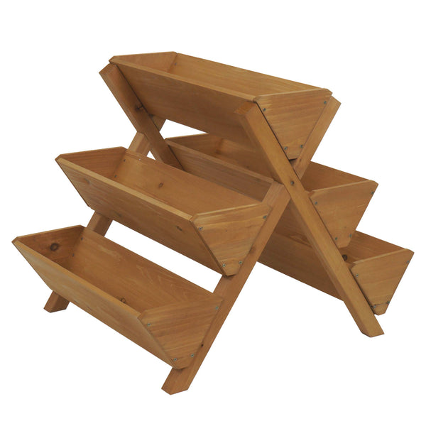 Pflanztreppe aus Holz, 5 Stufen, Outdoor Kräuterregal natur