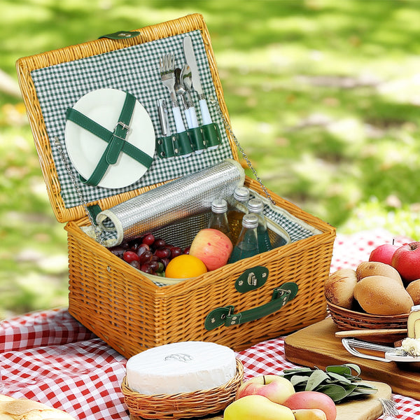 Picknickkorb für 2 Personen mit Kühlfach und Besteckset Weide